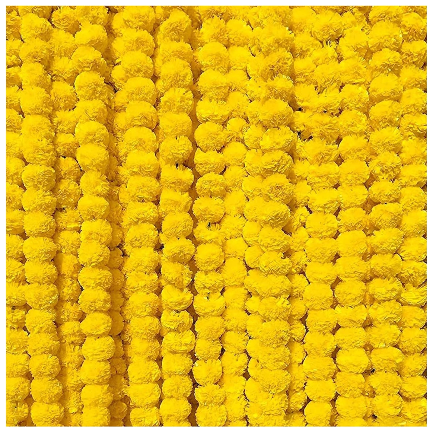 zig zag Artificial Marigold Garland (5pcs Pack) - Ideal for Weddings,Birthday, Christmas Decorations, and Diwali Celebrations, Faux Garlands 5 Strings - 4.5-5 Ft Long (Yellow)