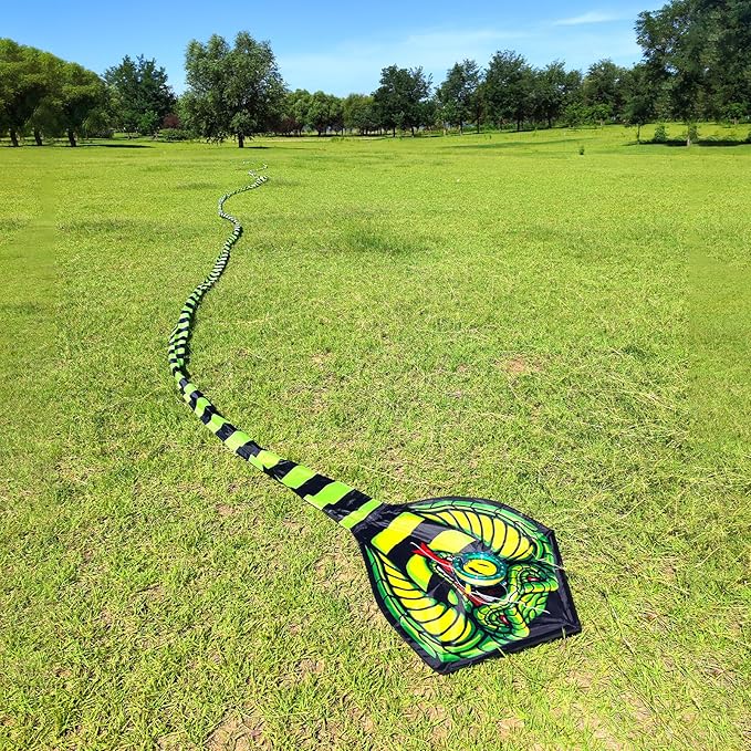 Large Cobra Kite for Adults Kids Boys with Super Long Tail, Extra Easy to Fly, Best Huge Kites for The Beach/Party/Field/Park, It Will Dominate The Sky!