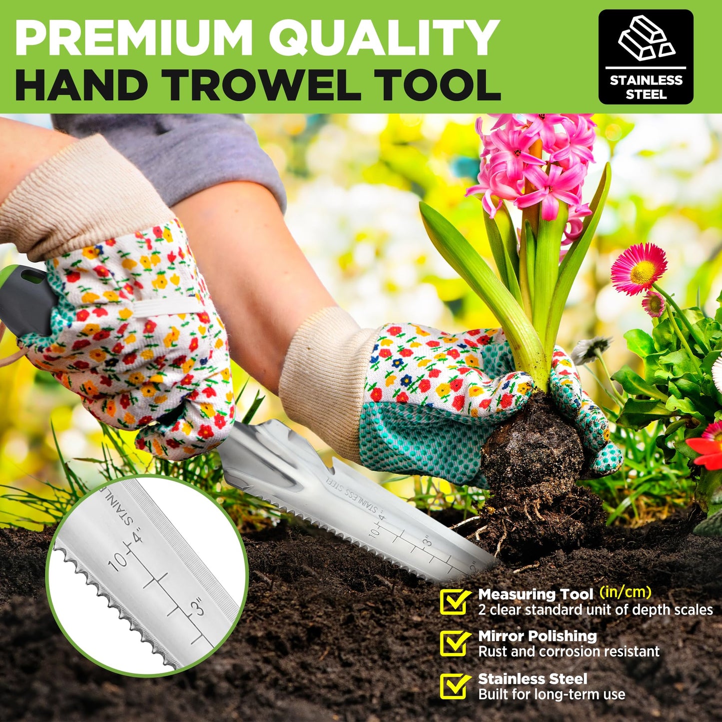 WORKPRO Hand Weeder Puller, 5-in-1 Stainless Steel Garden Trowel with Soft Handle, Gardening Weeding Tool for Easy Weeder Removal, Planting, Weeding, Flower & Vegetable Care in Garden Lawn Yard