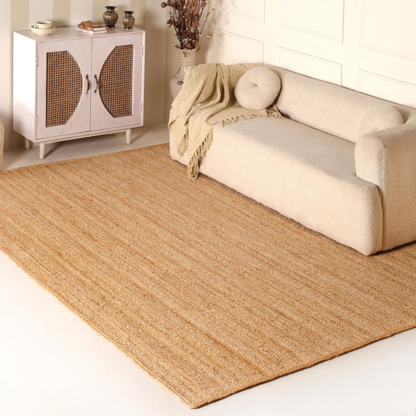 VEVARA HOMES Hand Braided 8'x10' Jute Area Rug - Premium Eco Friendly Natural Fiber Farmhouse Style Rugs for Living Room, Bedroom, Dinning Room, Hallway, Office