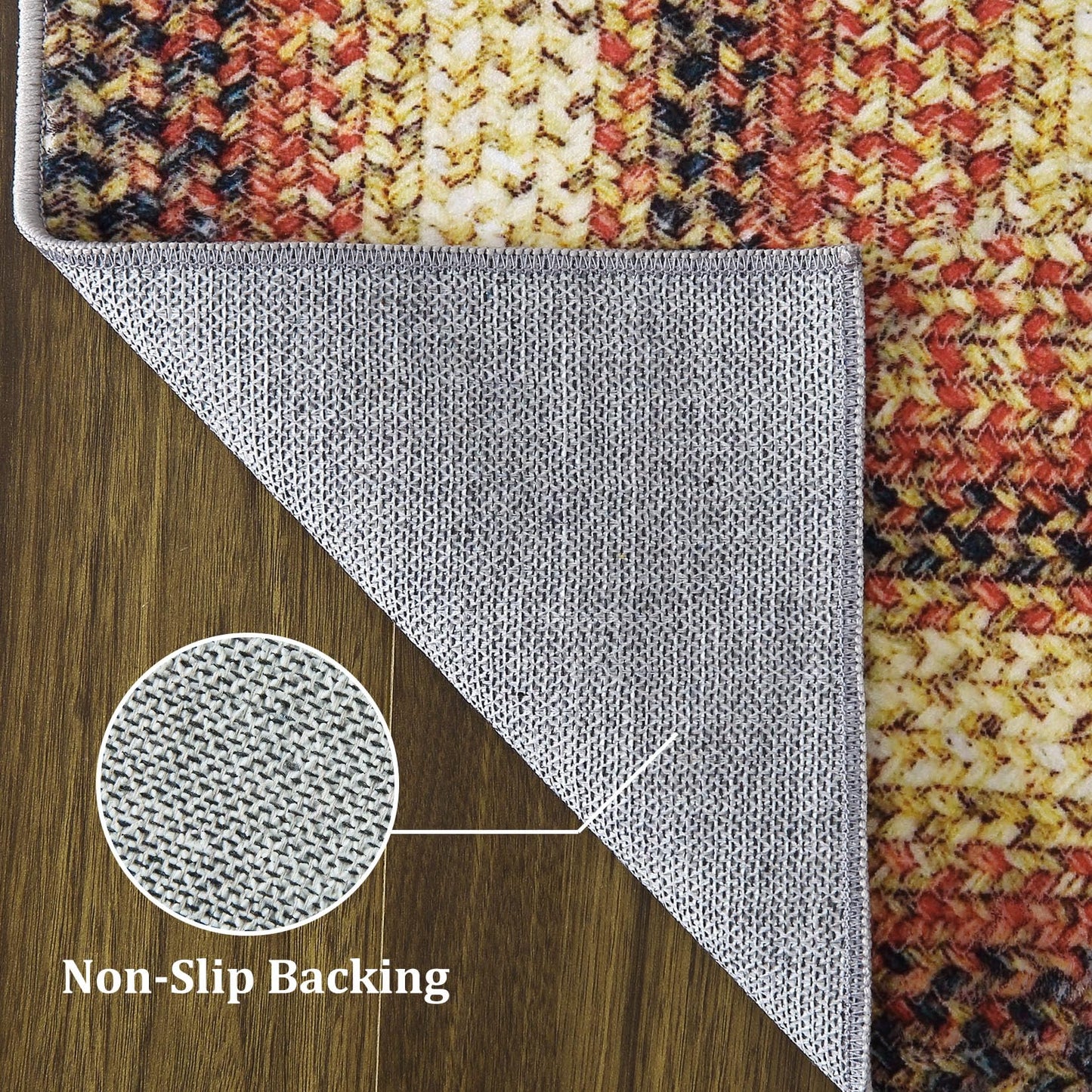 ROYHOME Braided Print Area Rugs Washable Rug 4x6 Boho Aesthetic Carpet Modern Geometric Rug Bohemian Floor Cover Distressed Throw Rugs for Living Room Bedroom Nursery Kitchen, Red