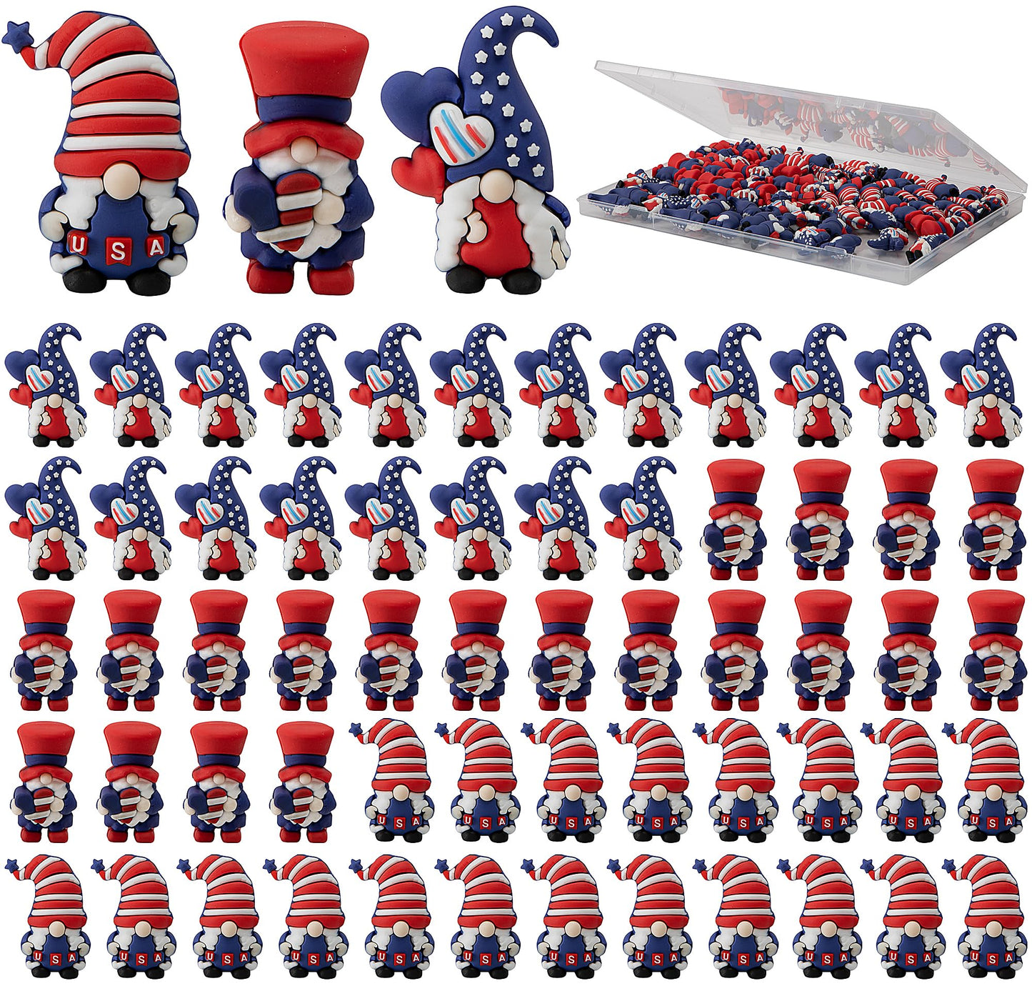 Watayo 60 Pcs 4th of July Mini Gnome Ornaments, Miniature Independence Day Patriotic Gnomes Decoration, Memorial Day Decor Stars and Stripes Gnomes Figurines for Party Gifts Home Table Decorations