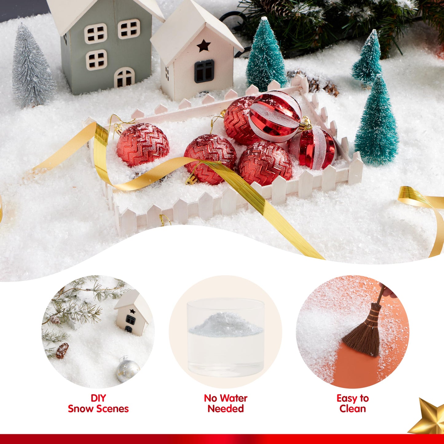 JOYIN 12oz Fake Snow Decoration Xmas Artificial Snow, 320g Plastic Fake Snowflakes for Christmas Tree Decoration Holiday Decor and Winter Displays