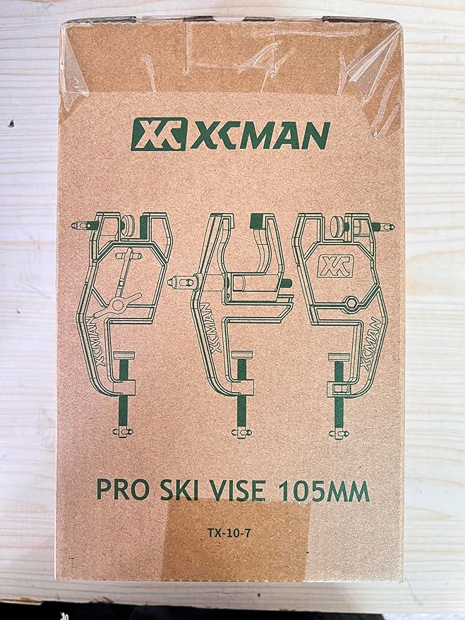 XCMAN Alpine Ski Vise PRO For Ski Tuning and Waxing Adjustable Angle and Height Durable and Stable - Jaw opens up to 105mm