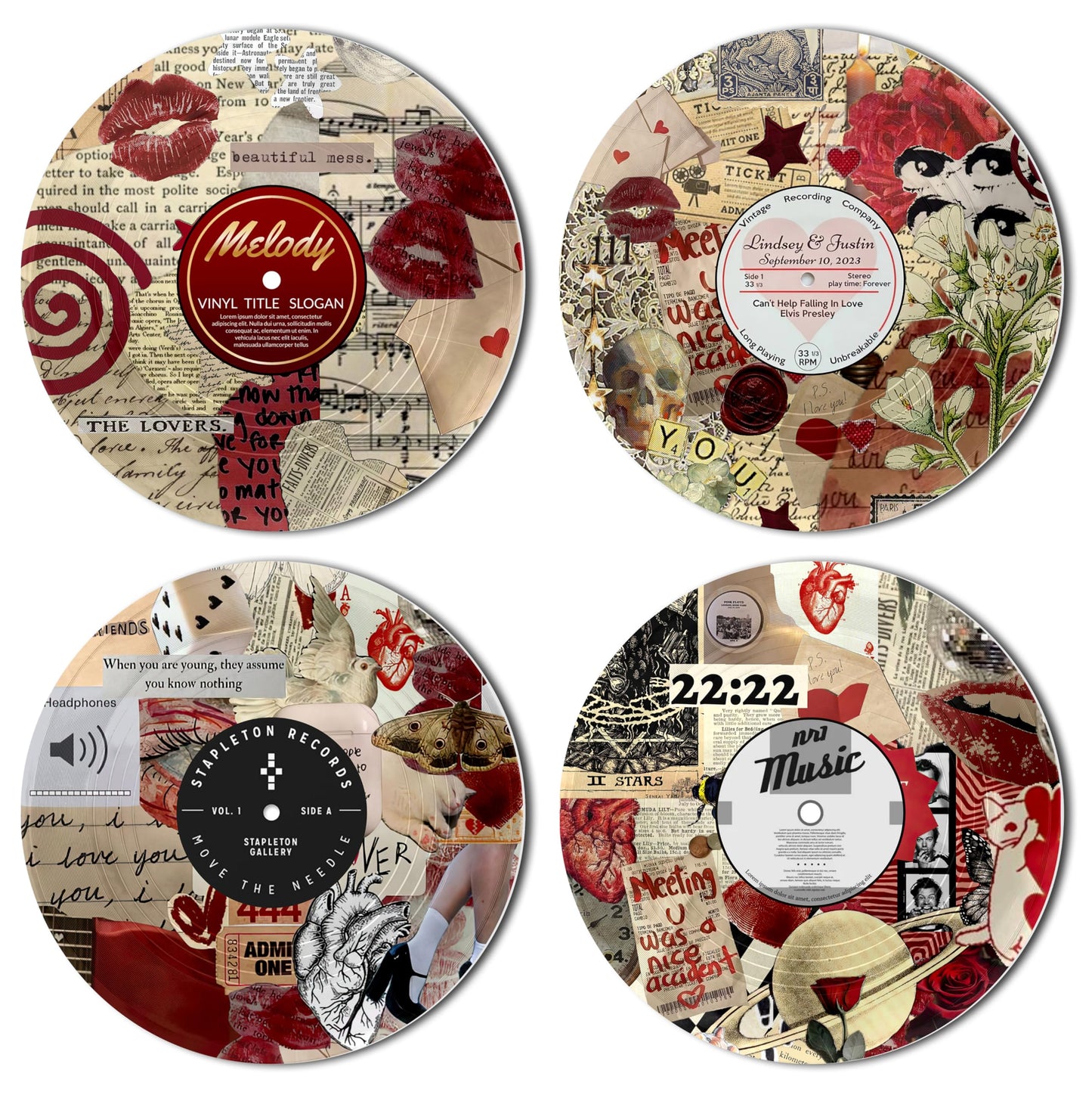 TracyArt Hippie Decor, Posters for Room Aesthetic - Y2K Decorations, Record Decor, 4 Pcs 12"