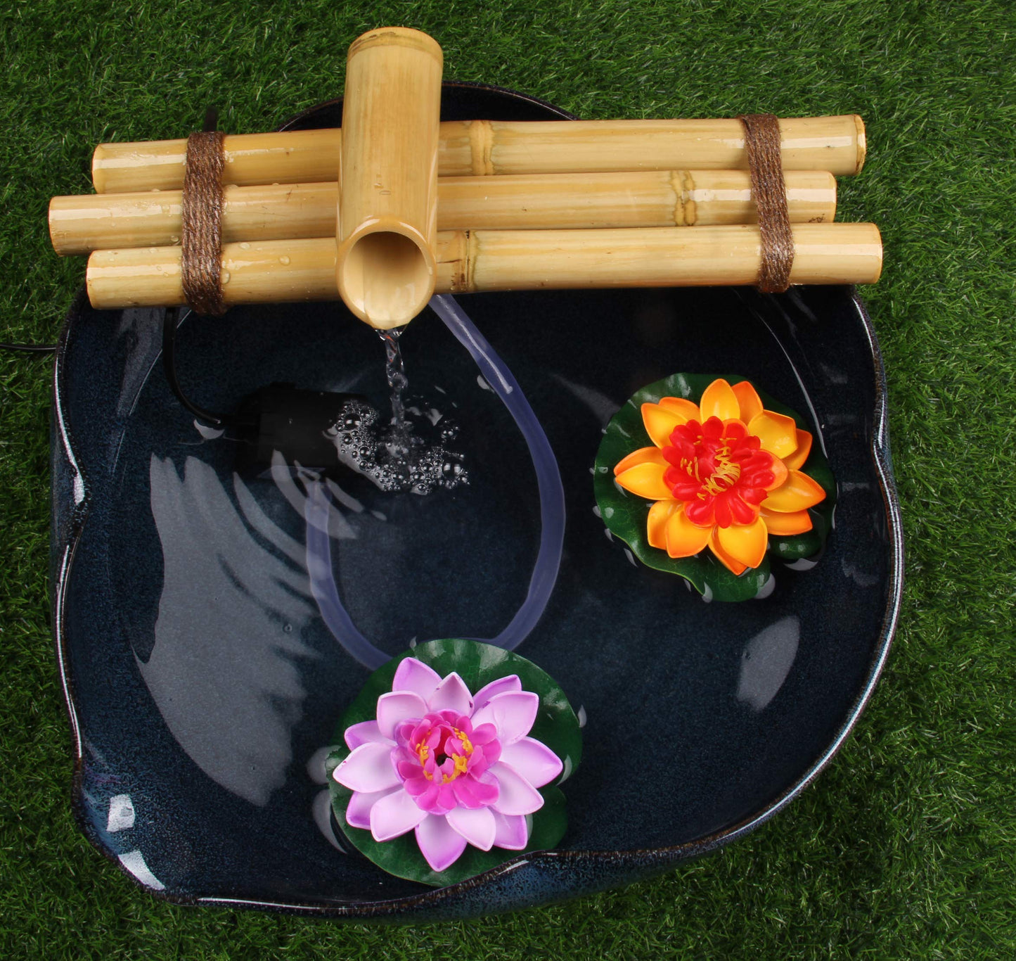 Bamboo Water Fountain Medium 12 Inch Three Arm Style without Pump, Indoor or Outdoor Zen Garden Decor Fountain, Natural, Split Resistant Bamboo, Combine with Any Container to Create Your Own Fountaion