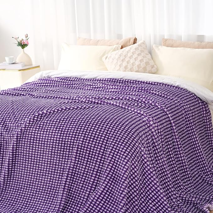 Zyrah Fleece Throws for Couch Super Soft Throw Blanket Lightweight Decorative Fuzzy Cozy Blankets for Sofa Chair Bed (C-Purple;, Twin(60"x80"))