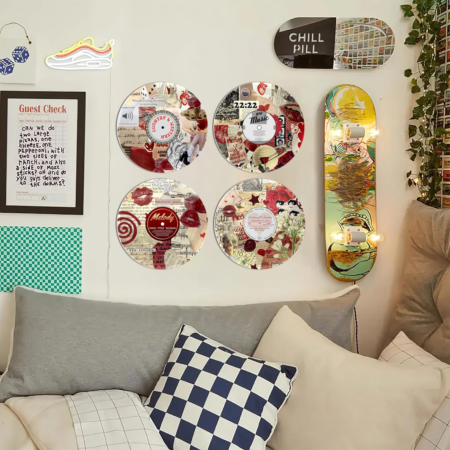 TracyArt Hippie Decor, Posters for Room Aesthetic - Y2K Decorations, Record Decor, 4 Pcs 12"