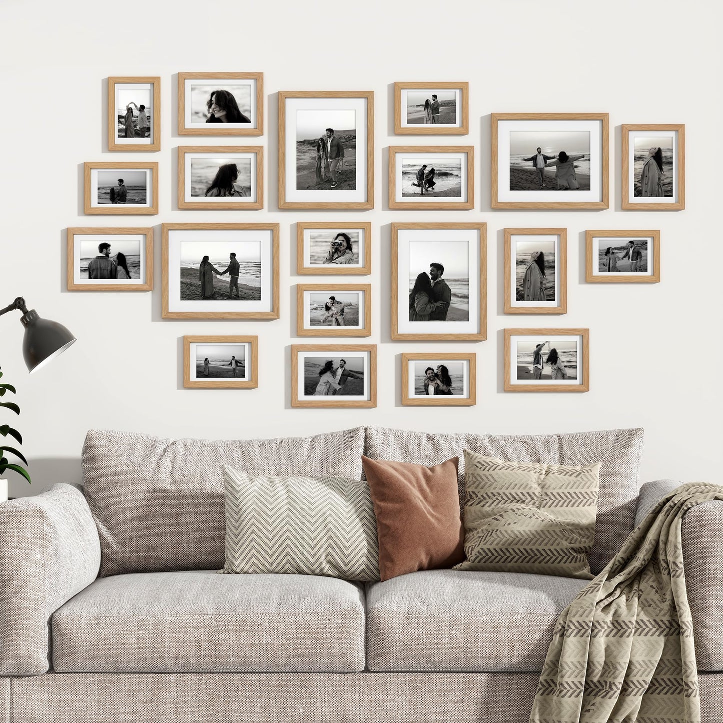 Venusmiles 20 Pack Picture Frames Collage Wall Decor, Gallery Frame Set for Wall Mounting or Tabletop Display, Multi Sizes Including 4pcs 8x10, 8pcs 5x7, 8pcs 4x6, Oak