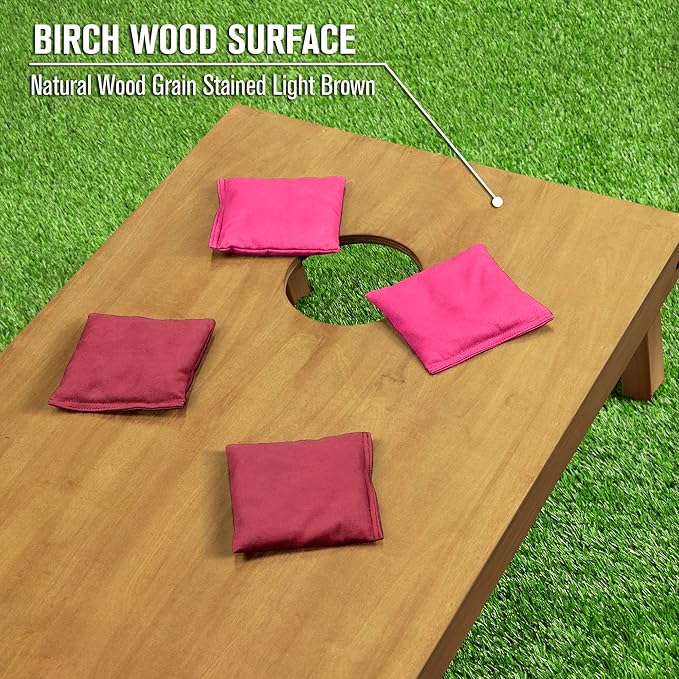 GoSports 4 ft x 2 ft Regulation Size Wooden Cornhole Boards Set - Includes Carrying Case - Full Regulation Size Bean Bag Toss Boards