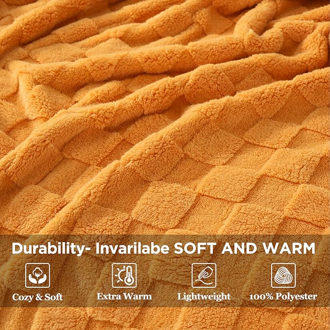 Zyrah Super Soft Throws for Couch Fleece Throw Blanket Lightweight Decorative Fuzzy Cozy Blankets for Sofa Chair Bed (B-Yellow, Twin(60"x80"))