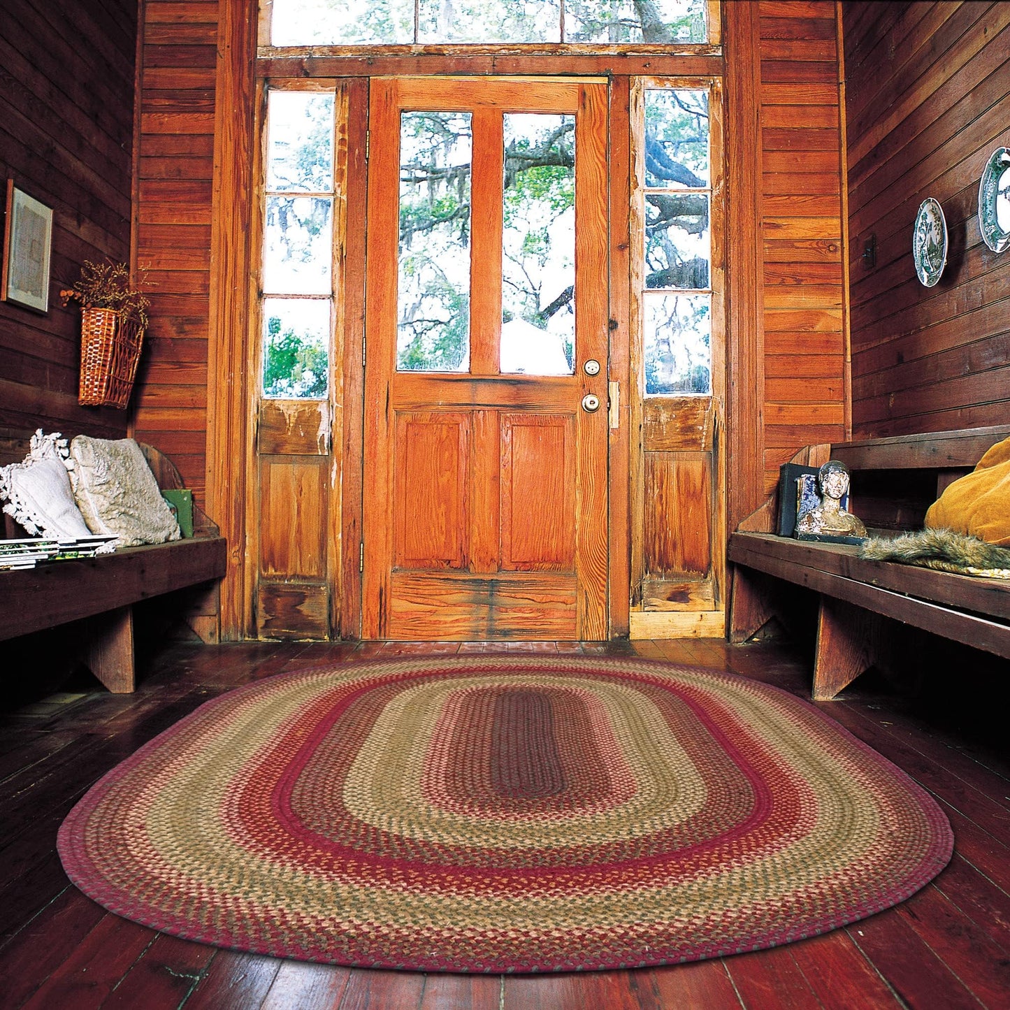 Oval Jute Braided Rug – All Natural Fiber 4' x 6' Area Rug, Made With Natural Jute Twine – A Reversible Rug for Rustic Home Décor – Homespice Cider Barn Oval Jute Rug 4' x 6'