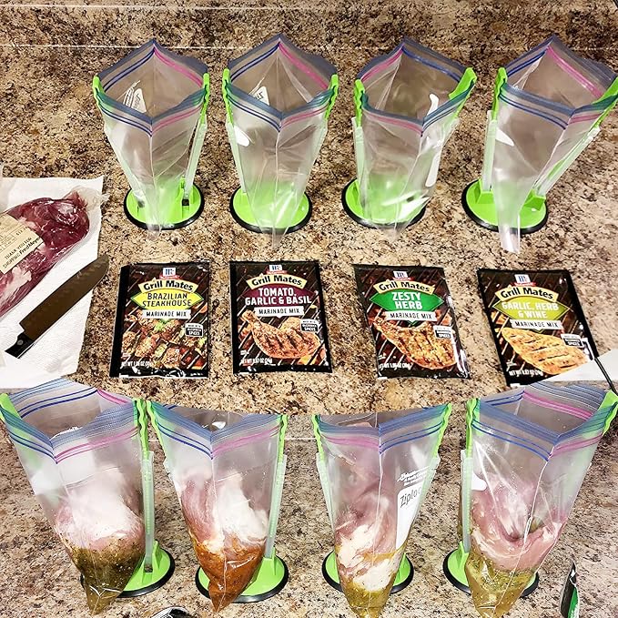 Ruibo Baggy Rack Holder for Food Prep Bag/Plastic Freezer Bag/Ziplock Bag Holder Stand, Meal Planning/prep Bag Holders,8 Pack