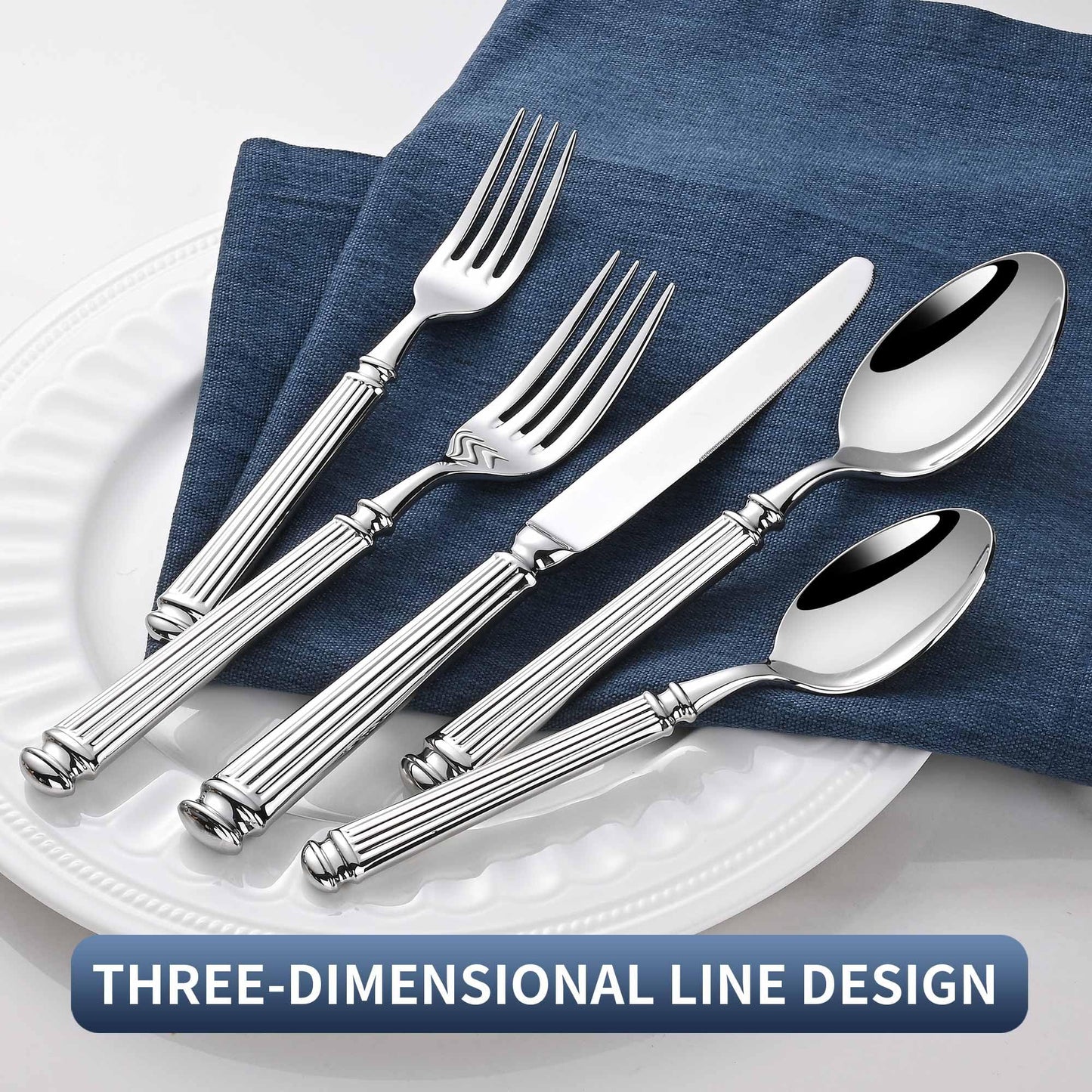 65-Piece Heavy Duty Silverware Set for 12, 18/10 Stainless Steel Forged Flatware Set, Flatware Set with Serving Utensil, Extra Thick Heavy Weight, Ideal for Gift
