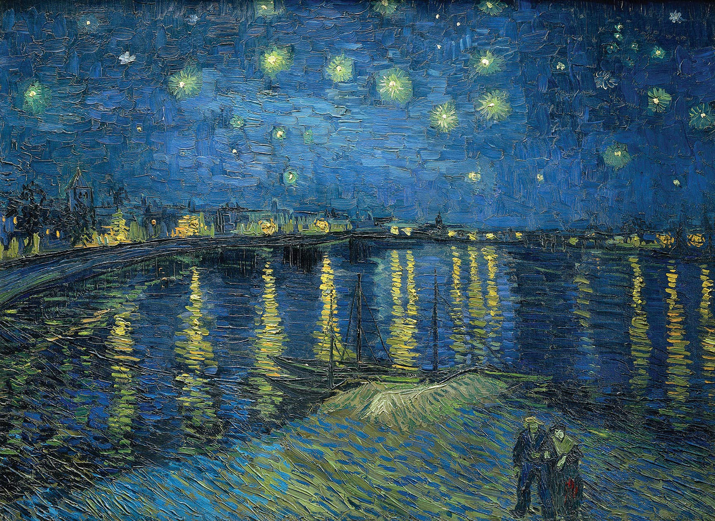 2 Pack - The Starry Night 1889 & Starry Night Over the Rhone by Vincent Van Gogh - Fine Art Poster Prints (LAMINATED, 18" X 24")