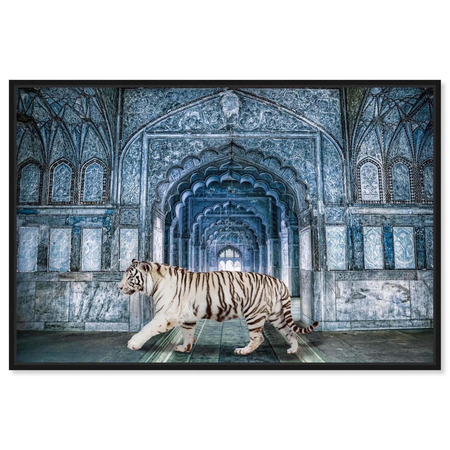 The Oliver Gal Artist Co. Animals Wall Art Framed Canvas Prints 'Wild Nature Blues ' Felines