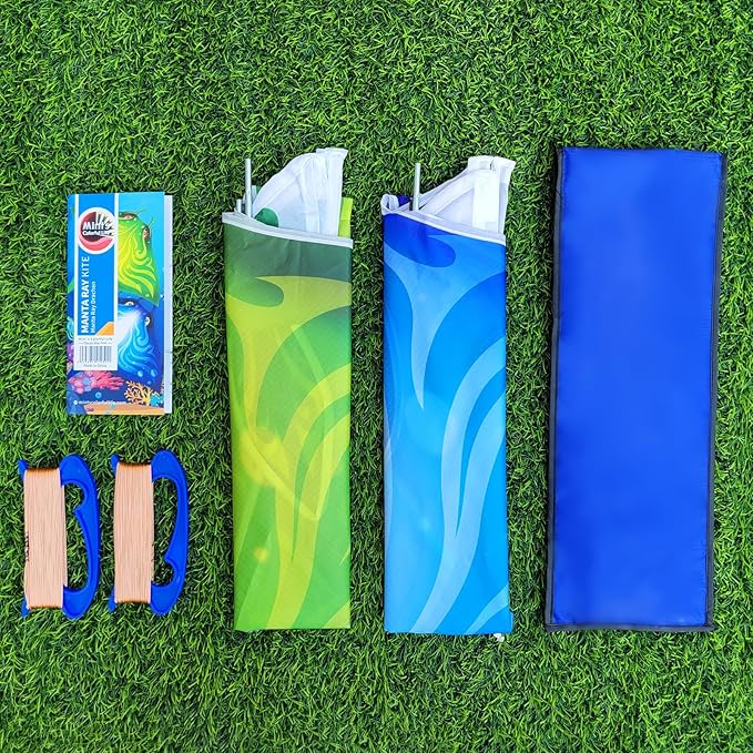 Mint's Colorful Life Devil Fish Kite for Kids and Adults，Easy to Fly Delta Kites Single Line Large, 300ft Kite String Handle Include