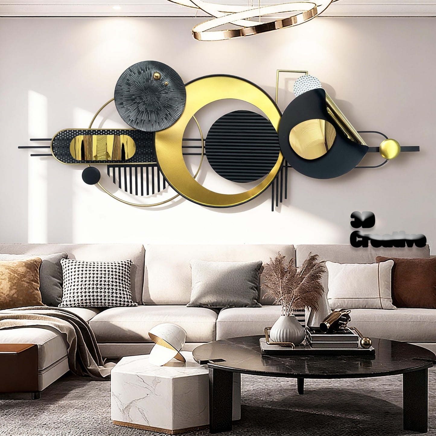 ERMOFAV Metal Wall Art, Abstract Wall Décor Black and White Metal Wall Decor, Large 59×22 In Modern Metal Wall Sculptures Decor for Home, Living Room, Bedroom, Dining Room,Entryway,Kitchen,Office
