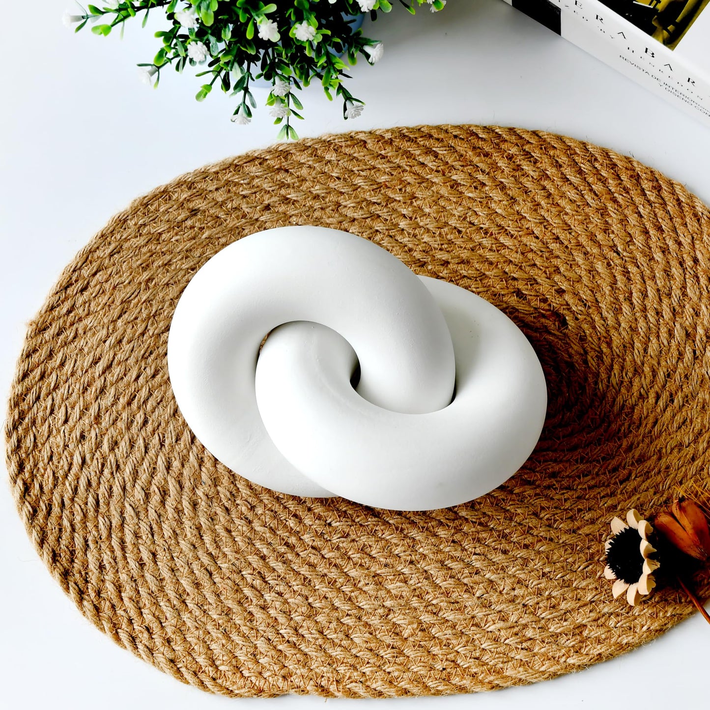 Wood Knot for Coffee Table Wood Link Chain Decor Shelf Decorations, Modern Farmhouse Bookshelf Decorative Objects