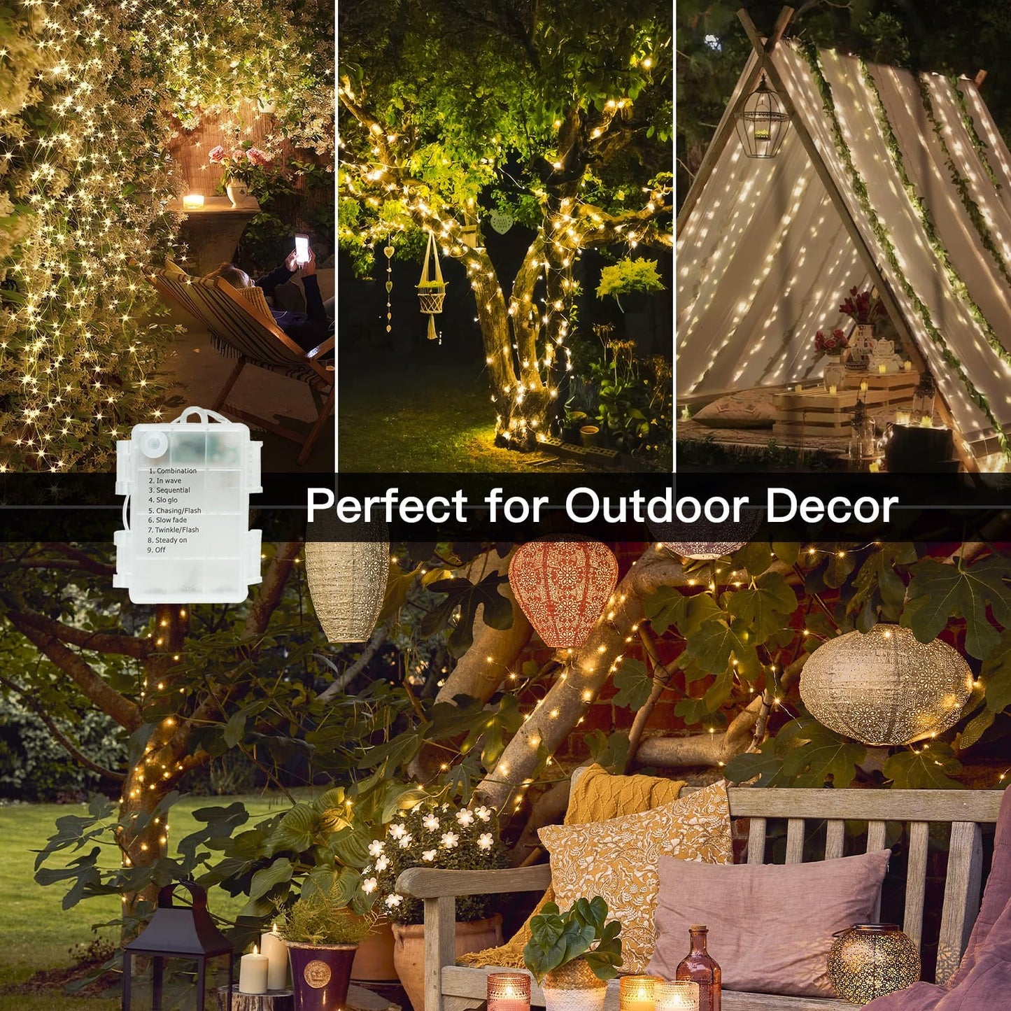 suddus 66ft 200 LED Outdoor String Lights,Fairy Lights Battery Operated with Remote, Twinkle Lights Battery Operated for Bedroom, Dorm, Patio, Fireplace,Garden, Party, Wedding DIY,Indoor(Warm White)
