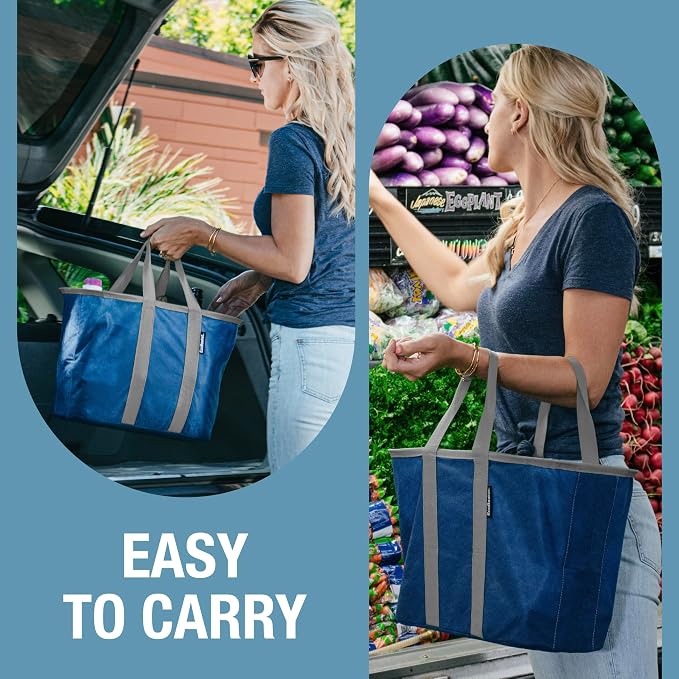 CleverMade EcoBasket Collapsible Tote Basket – Reusable Grocery Tote