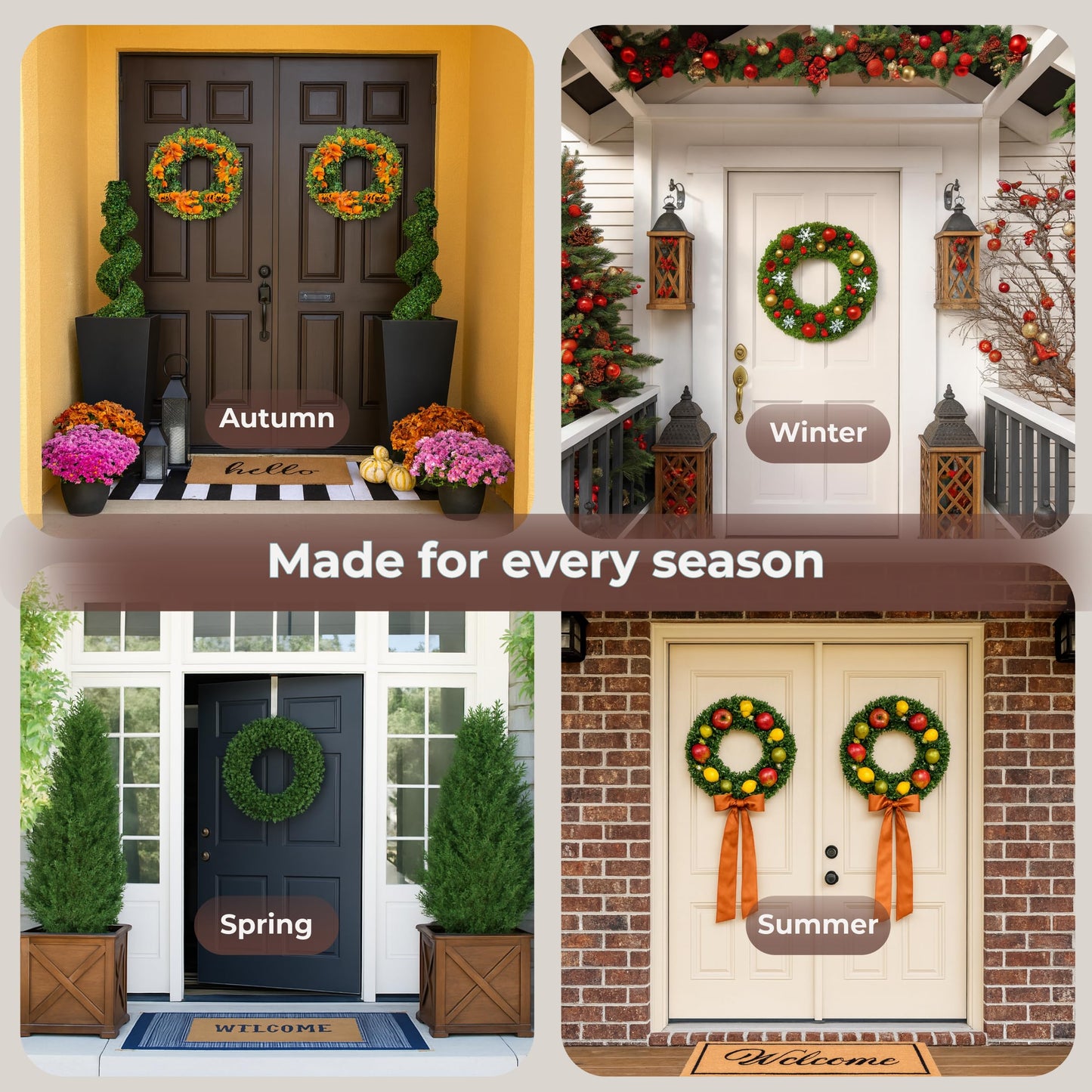 Pure Garden 19.5-Inch Boxwood Wreath - Round UV Resistant Artificial Spring, Summer, Fall, or Winter Wreath - Indoor/Outdoor Wreaths for Front Door
