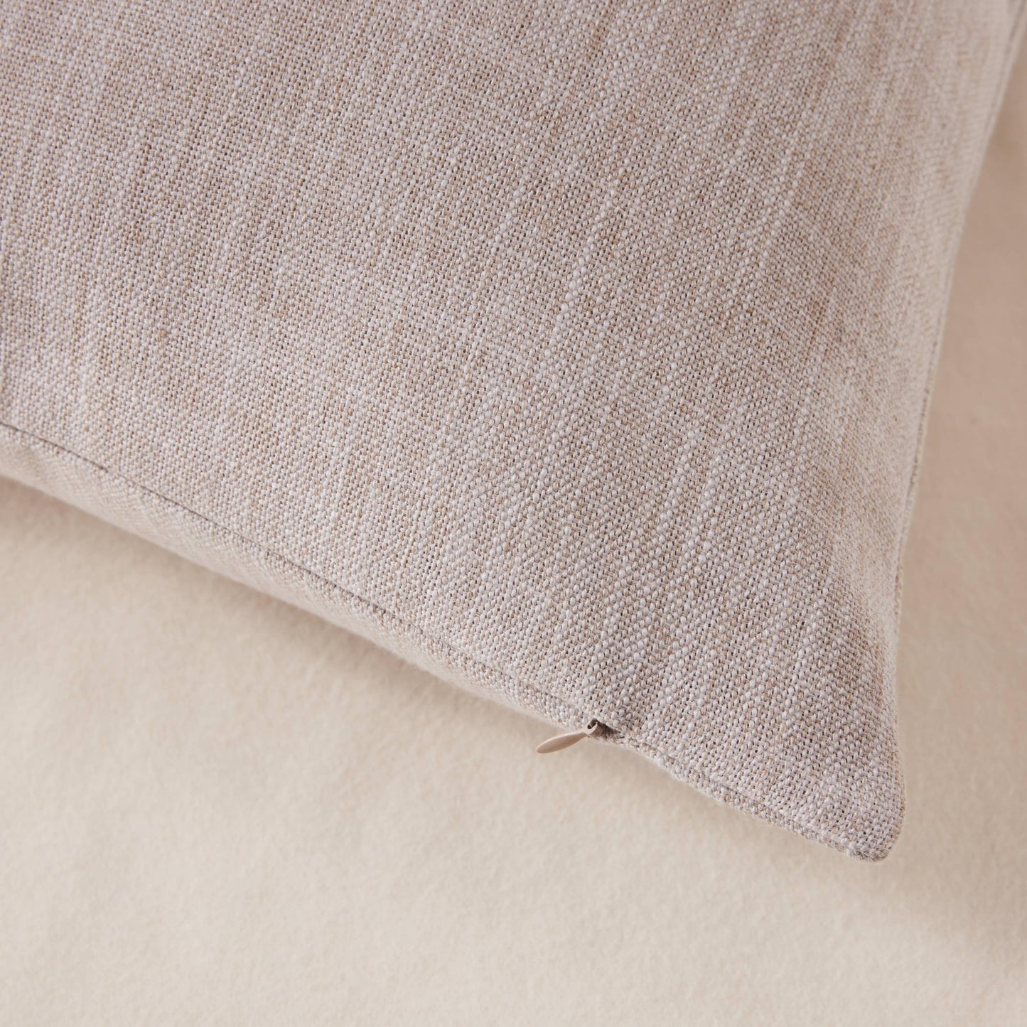 ZeeMart Rustic Cotton Linen Throw Pillow Covers Set of 2, 18x18 Inch Taupe, Farmhouse Style Decorative Couch Pillow Cases Beige Cushion Covers for Sofa Bed Living Room Home Decor
