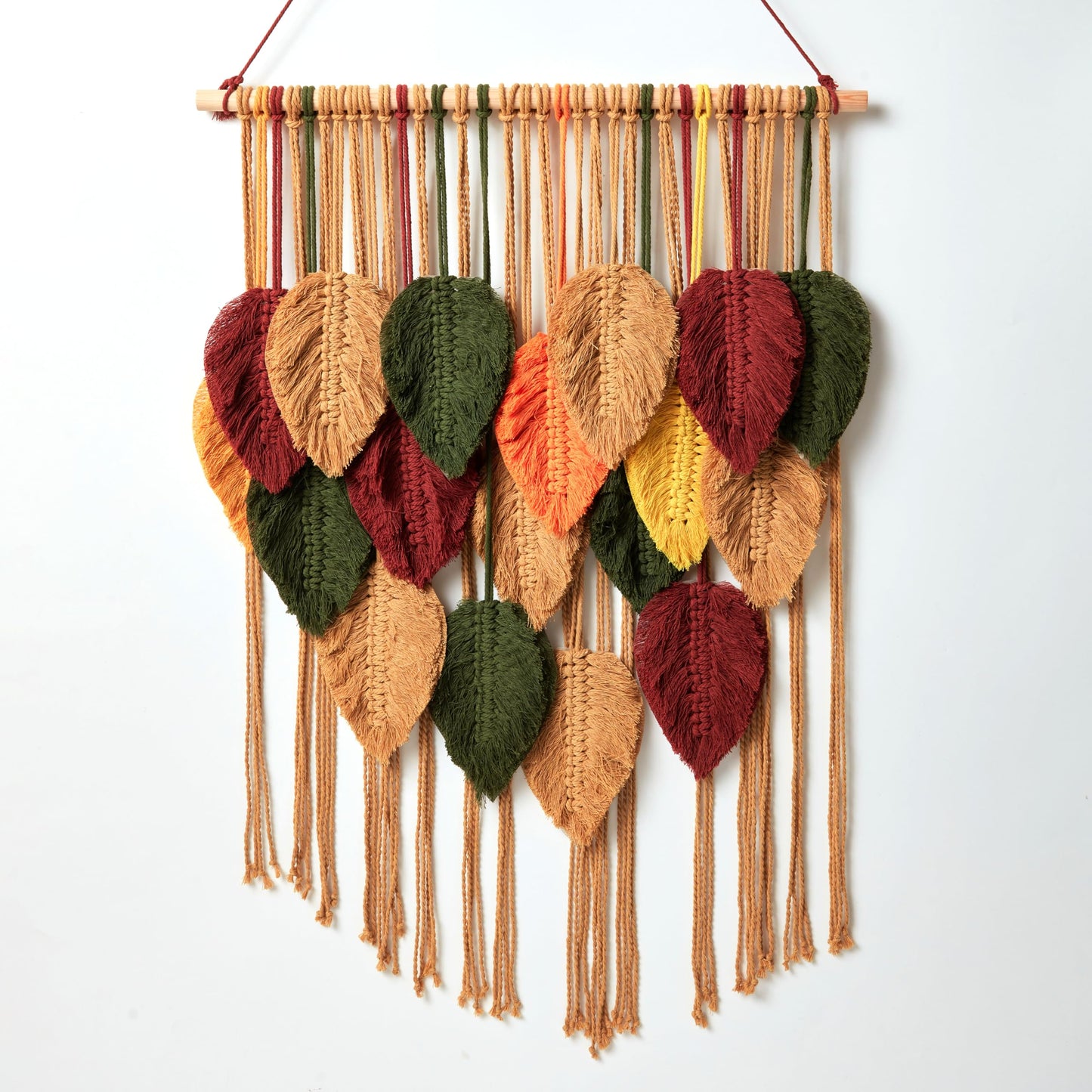 Macrame Leaf Wall Hanging Boho Wall Tapestry Handmade Woven Wall Decor Crochet Wall Art for Home Office Apartment (23.6" W x 31.5" L)