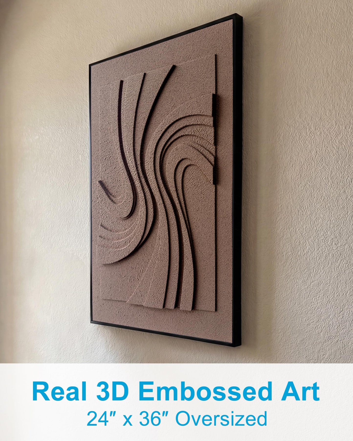 MIX3D Wall Art 3D Textured Sandstone, 24x36 Inch Framed Handcrafted Artwork, Ready to Hang for Living Room Bedroom Office