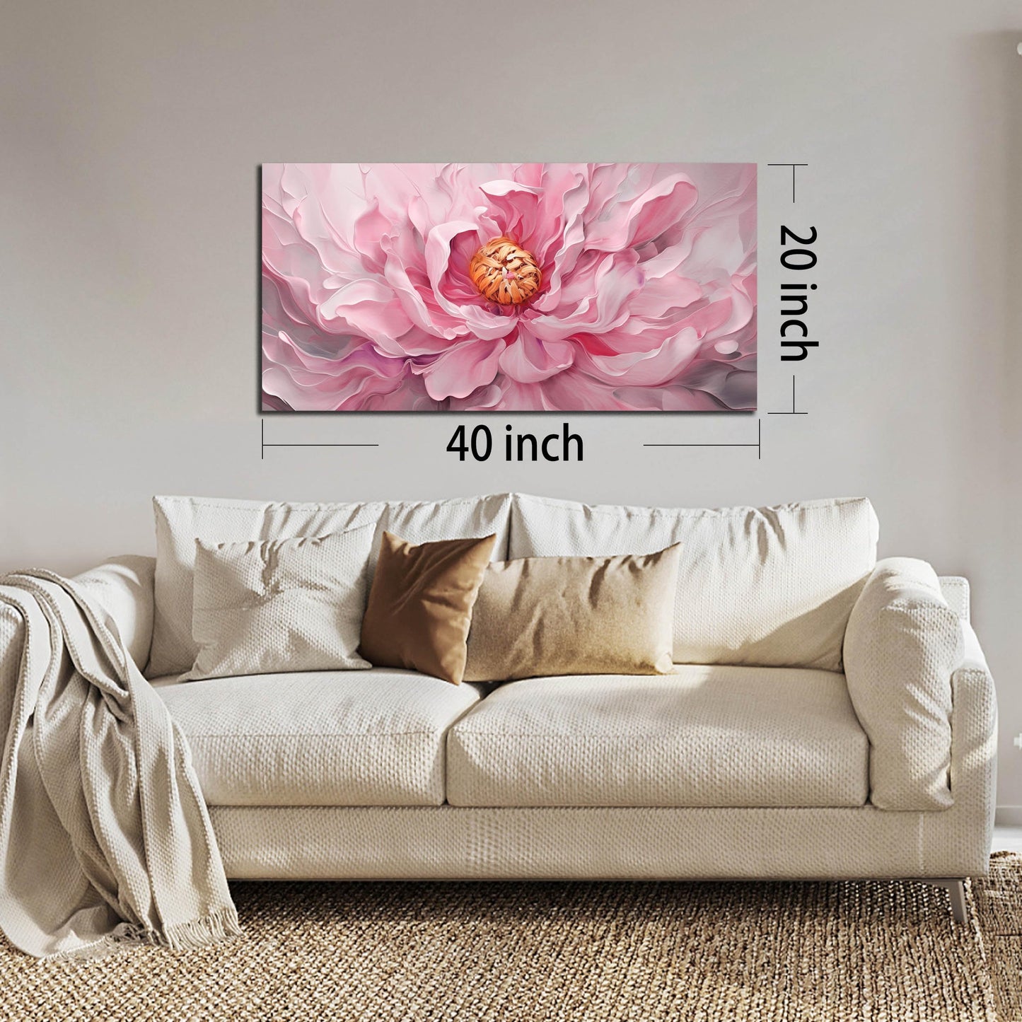 Prepeyssee Floral Wall Art for Living Room Pink Wall Art Large Botanical Artwork for Bedroom Office Teen Girl Room Decor Canvas Prints 20x40 Inch