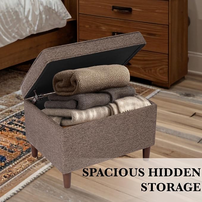 Spatial Order Home Decor | Dinah Collection Modern Storage Ottoman | Ottoman with Storage for Living Room & Bedroom (Chocalate Brown)