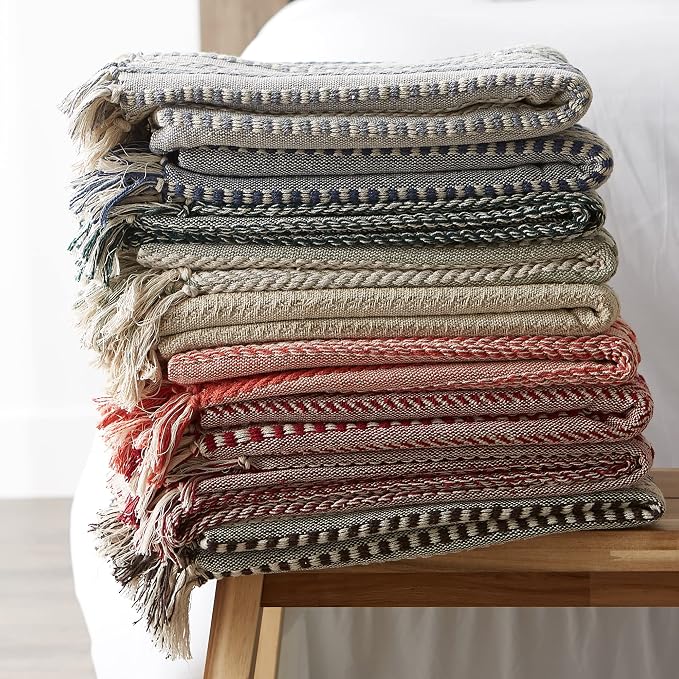 DII Braided Striped Decorative Throw Blanket, 50x60, Dark Brown