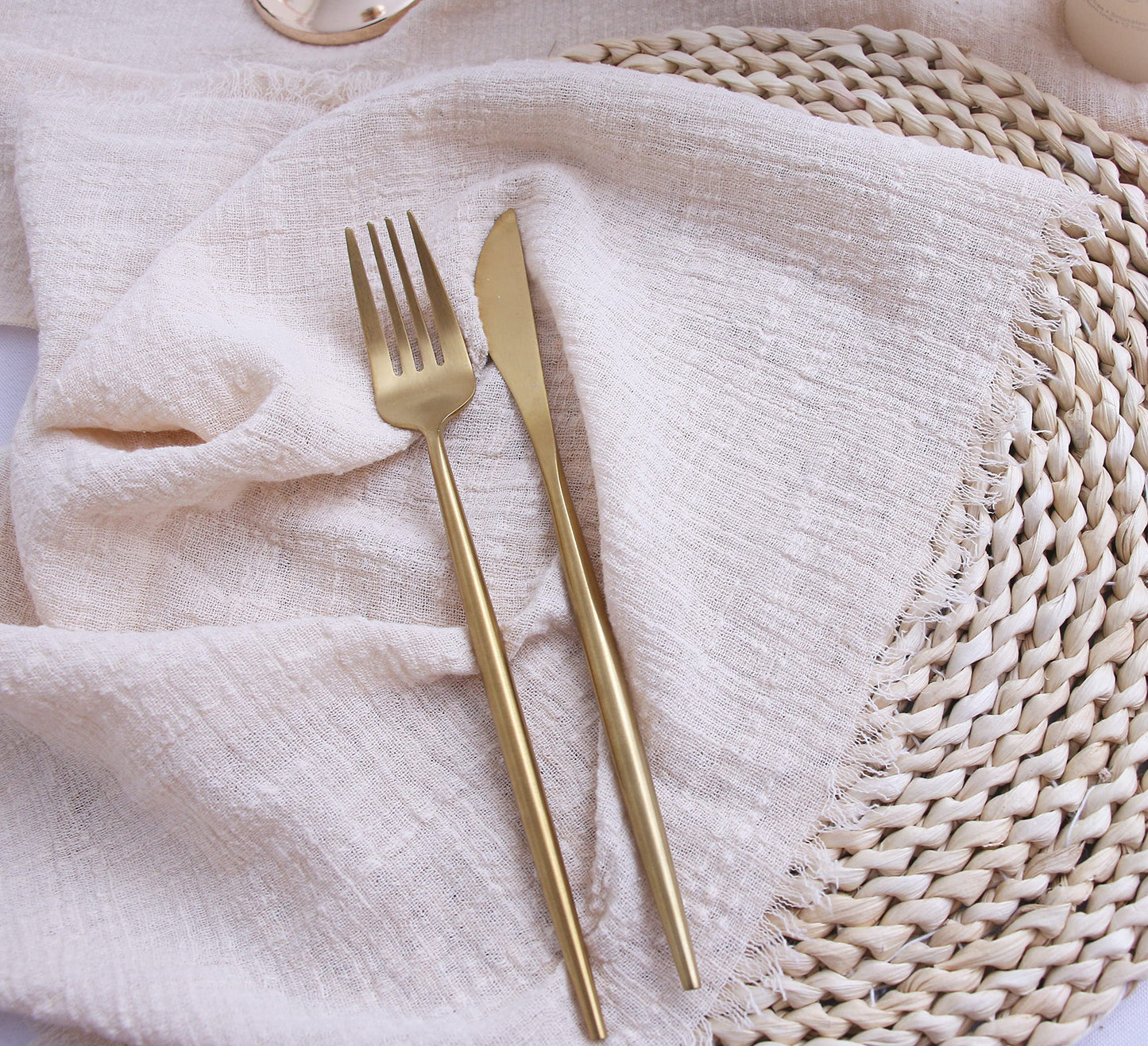 Fall Cloth Napkins with Fringe Set of 12,100% Soft Cotton,Washable Gauze Napkins Great for Weddings Decorative,Dinner Parties,Family Everyday Use (12 Pack, Beige)
