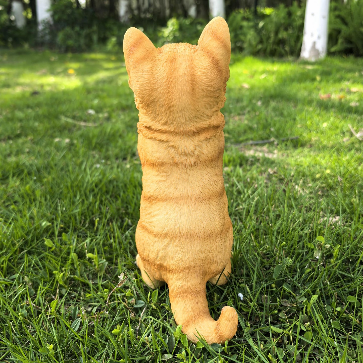 Ahbuohe Garden Cat Statue Decorative Outdoor,Fairy Art Yard Décor Figurine for Patio Lawn, Pets Statue Ornaments Patio Lawn Flower Bed (Orange)