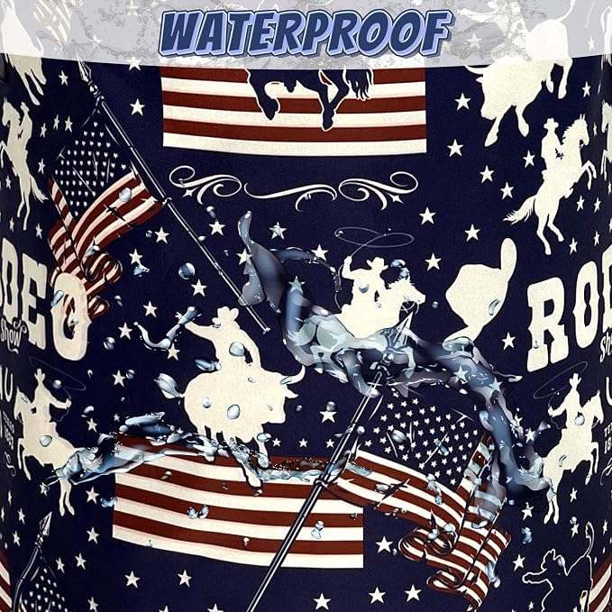 Western Cowboy Laundry Hamper Foldable Oxford Cloth American Flag Laundry Basket With Handle Portable Clothes Storage Organizer Basket 18.9"x16.5" Storage Bag For Laundry Room/Bathroom/Bedroom