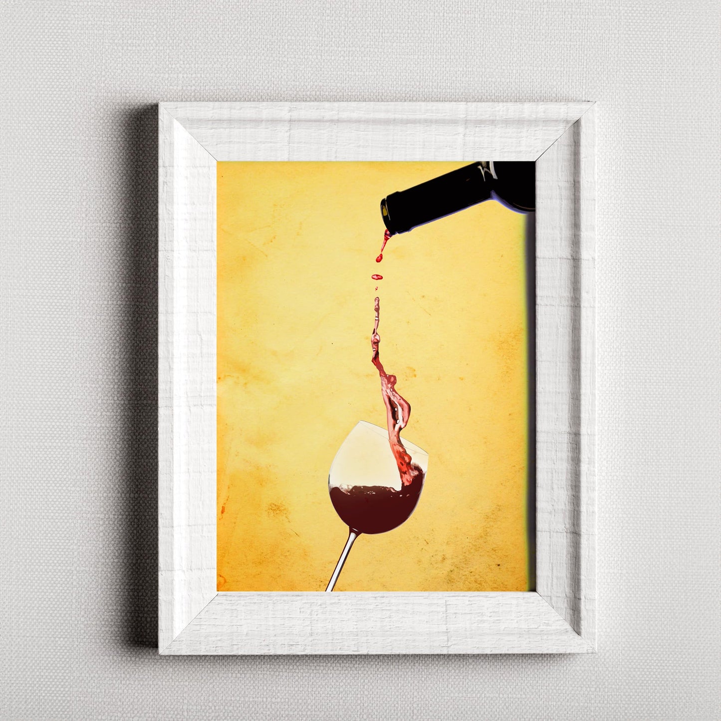 AMERICAN LUXURY GIFTS Red Wine Pouring Glass - Modern Elegant Beverage Wall Art - Kitchen Dining Room Bar Decor & Hostess Gift - 8x10 Unframed Print
