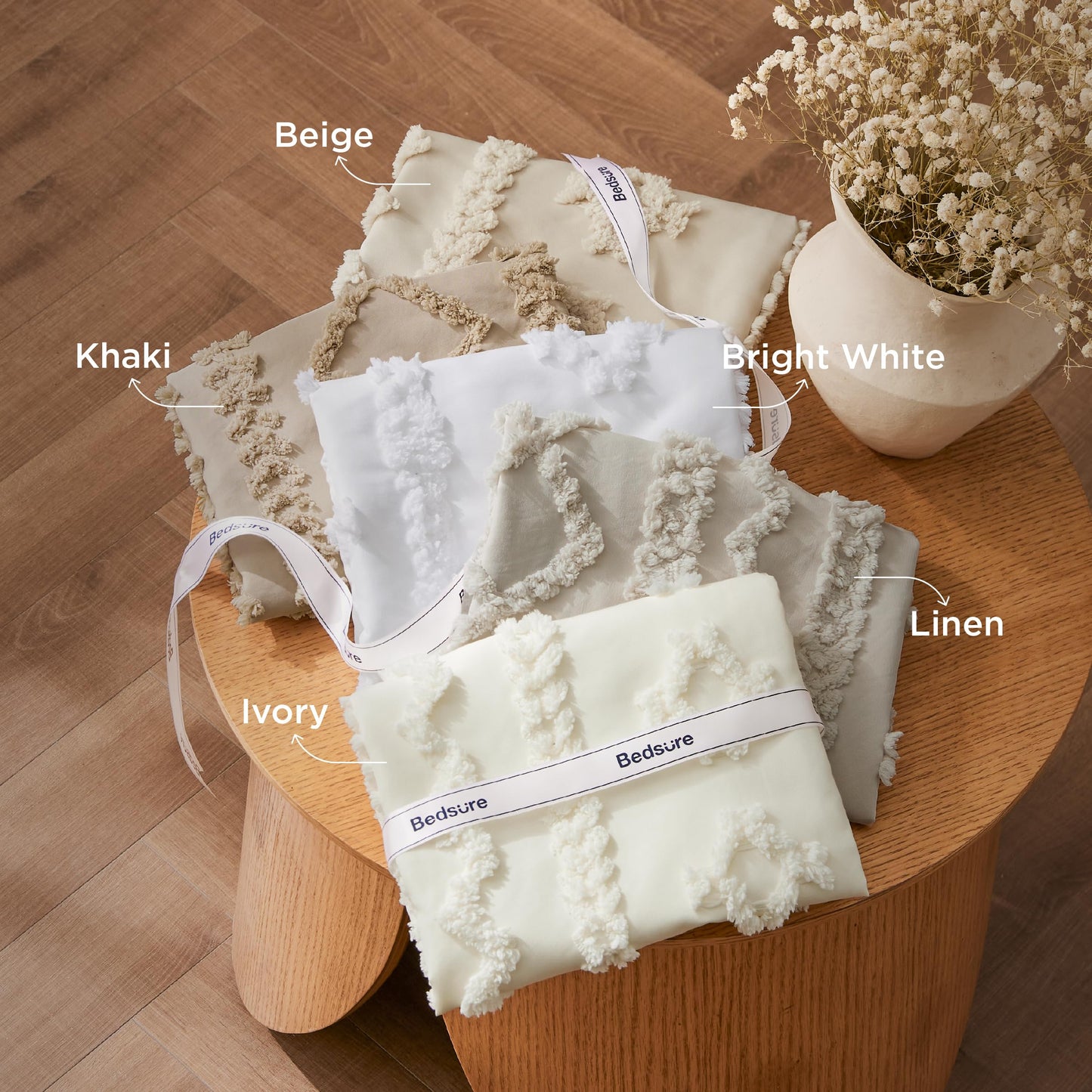 Bedsure Tufted Boho Comforter Set Queen Size - Beige Boho Bed Set, GentleSoft™ 3 Pieces Farmhouse-Style Embroidery Bedding, Gifts for Woman, Soft Jacquard Queen Comforter for All Seasons