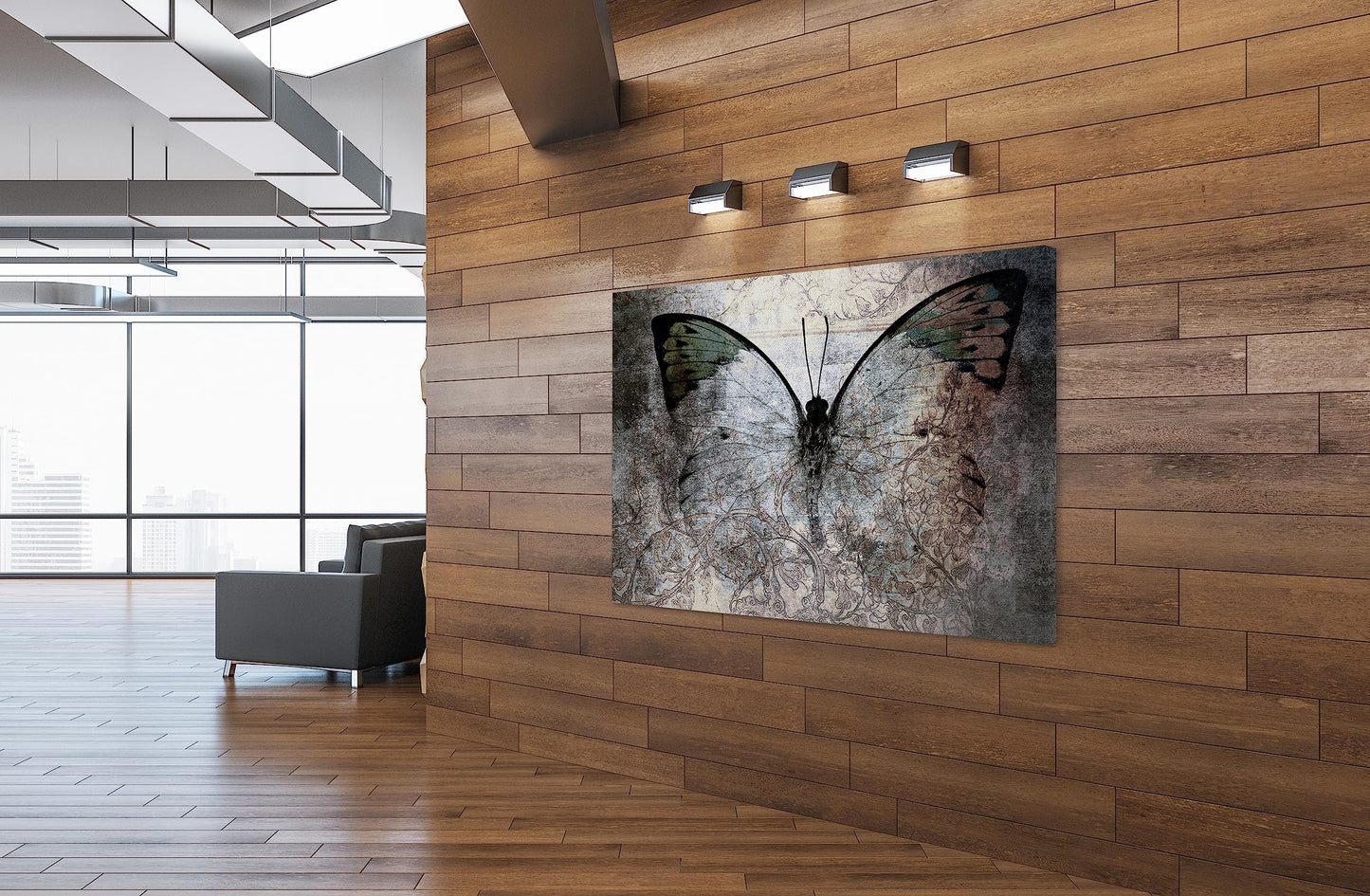 SpiritualHands Captivating ModernAbstract Canvas Wall Art for Living Room and Bedroom, Modern Black and White, Blue, and Textured Designs, Enhance Your Space with Large, Metal Accented Artwork, Perfect for Contemporary Home Decor (01 GRUNGE BUTTERFLY M AB