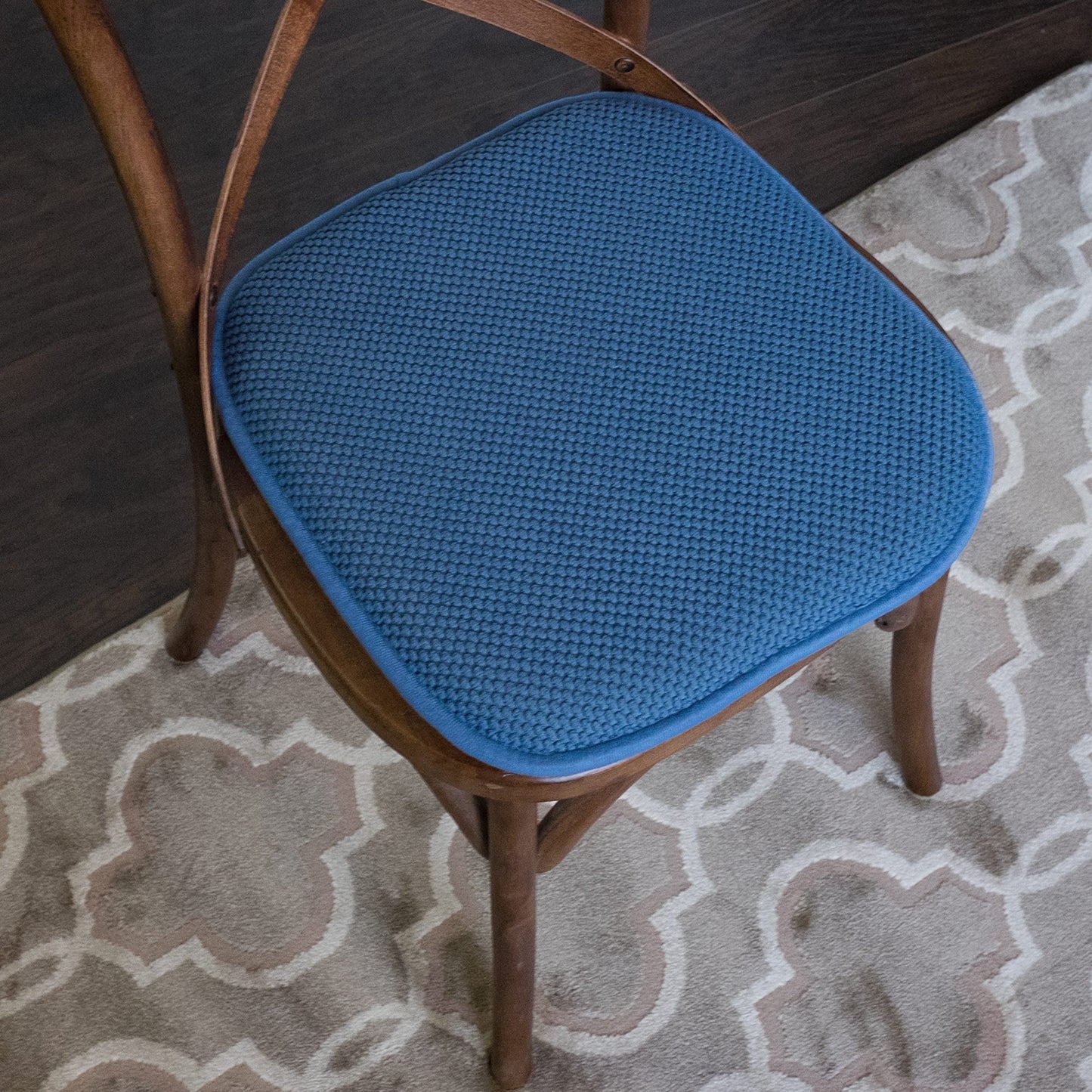 4 Pack Memory Foam Honeycomb Nonslip Back 16" x16" Chair/Seat Cushion Pad, Blue