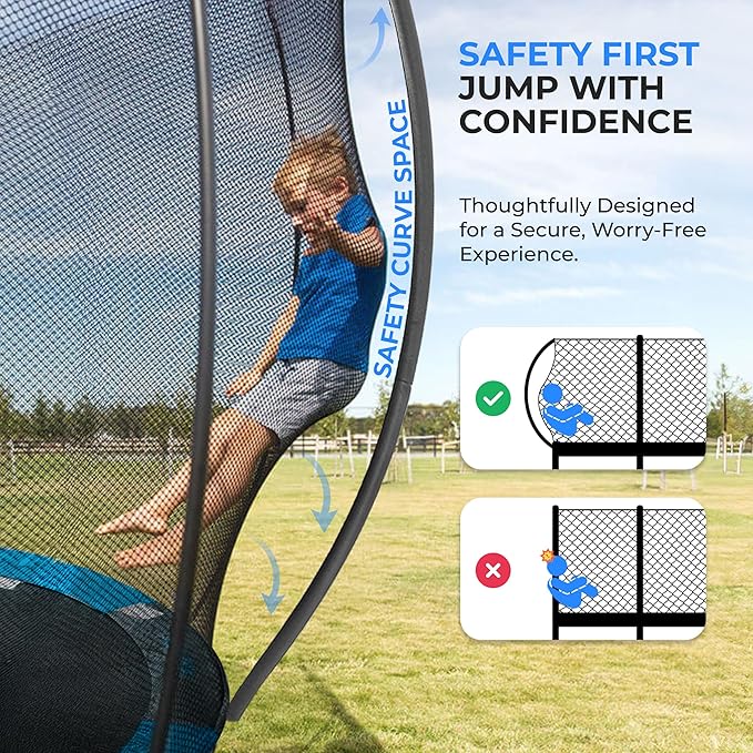 Serenelife 12FT 10FT 8FT Recreational Trampolines with Enclosure Net and Ladder and Anti-Rust Coating, ASTM Approved Trampoline Outdoor for Kids and Adults Outdoor Yard Trampolines