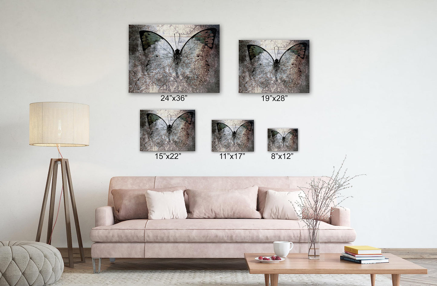 SpiritualHands Captivating ModernAbstract Canvas Wall Art for Living Room and Bedroom, Modern Black and White, Blue, and Textured Designs, Enhance Your Space with Large, Metal Accented Artwork, Perfect for Contemporary Home Decor (01 GRUNGE BUTTERFLY M AB
