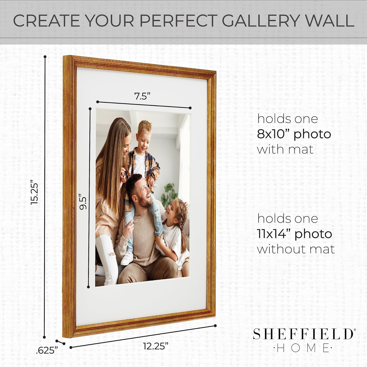 Sheffield Home 9 Piece Gallery Wall Frame Set, 11x14 Inch, Antique Bronze