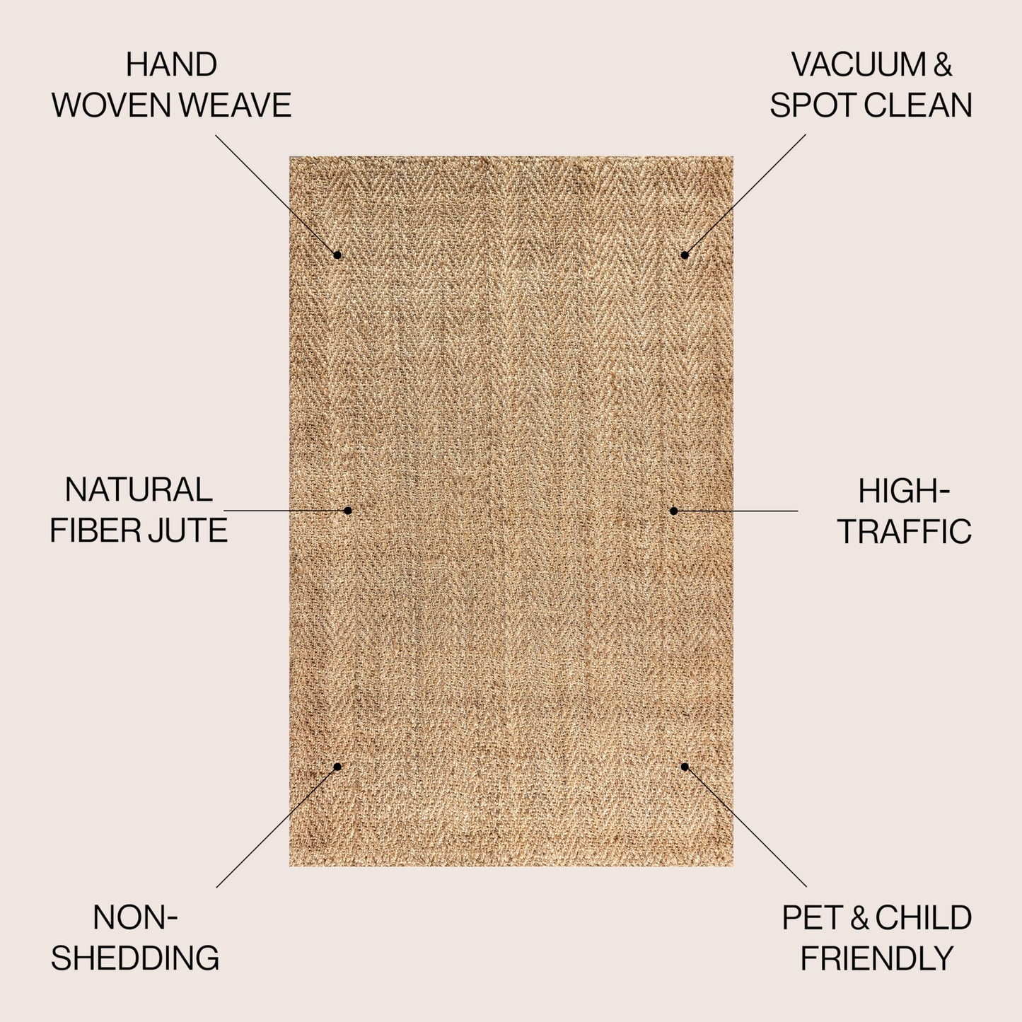 JONATHAN Y Espina Hand Woven Herringbone Chunky Jute Natural Indoor Area Rug, 8x10, Bohemian, Cottage, Easy-Cleaning for Living Room, Bedroom, Kitchen, Pet Friendly, Non-Shedding (NFR101A-8)