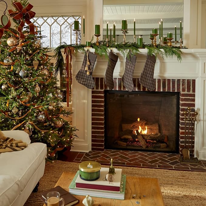 Thymes Frasier Fir Scented Candles for Home Decor - Green Pillar Candles for Women & Men - Place on Candle Holder - Luxury Home Fragrance Gifts - Small (3" x 3" Pillar)