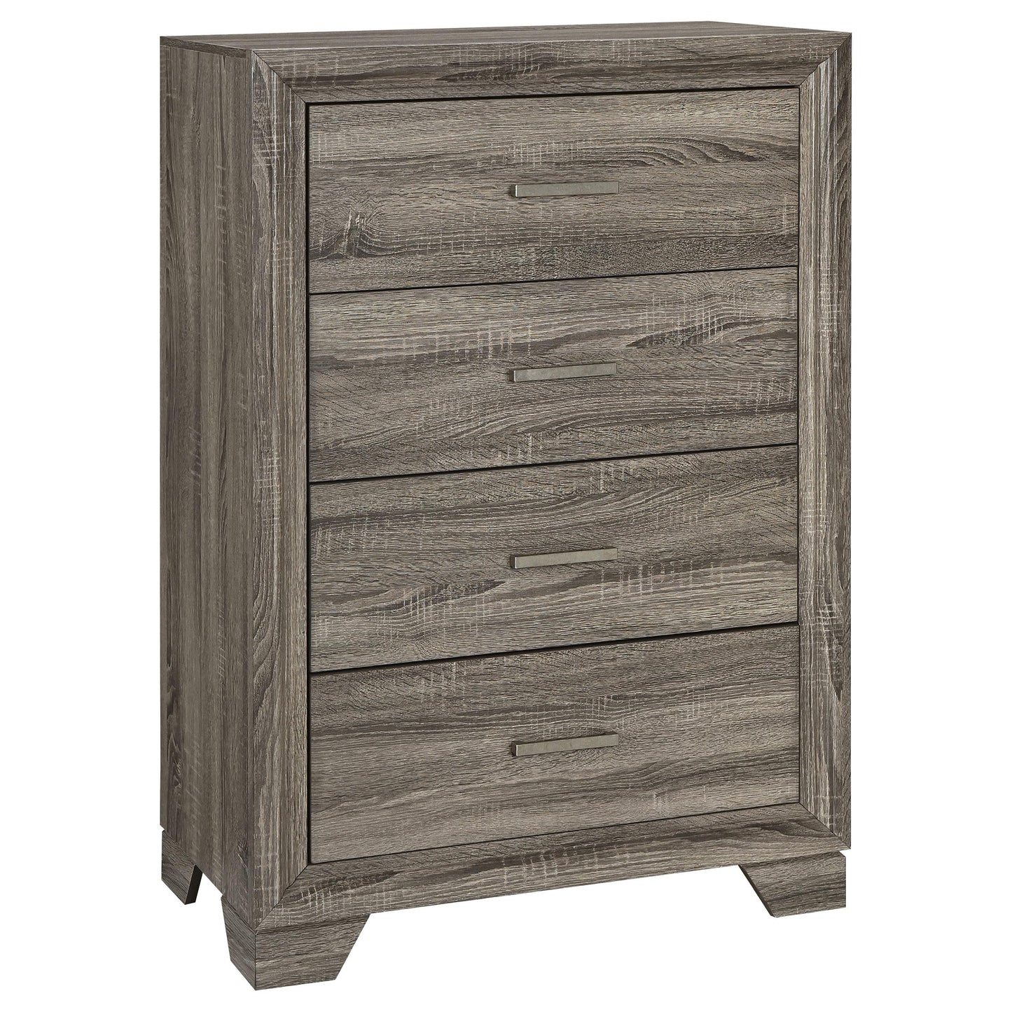 Coaster Home Furnishings - Wright - Wood - 4-Drawer Chest with Bar Handles, Mitered Trim and Laminate Surfaces - Transitional - Bedroom - Brown Oak - 223345