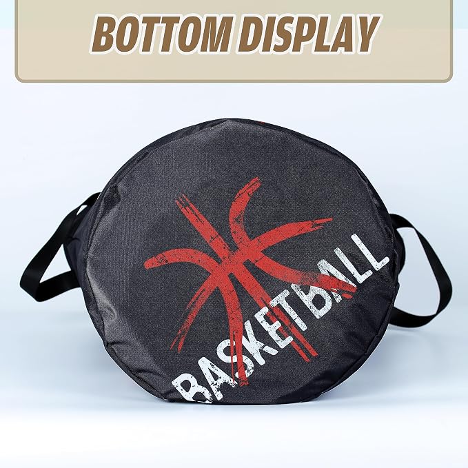 Basketball Laundry Basket Ball Foldable Oxford Cloth Funny Tote Bag Laundry Hamper Clothes Storage Bucket Organizer For Bathroom/Laundry Storage/Bedroom 18.9x16.5 Inch