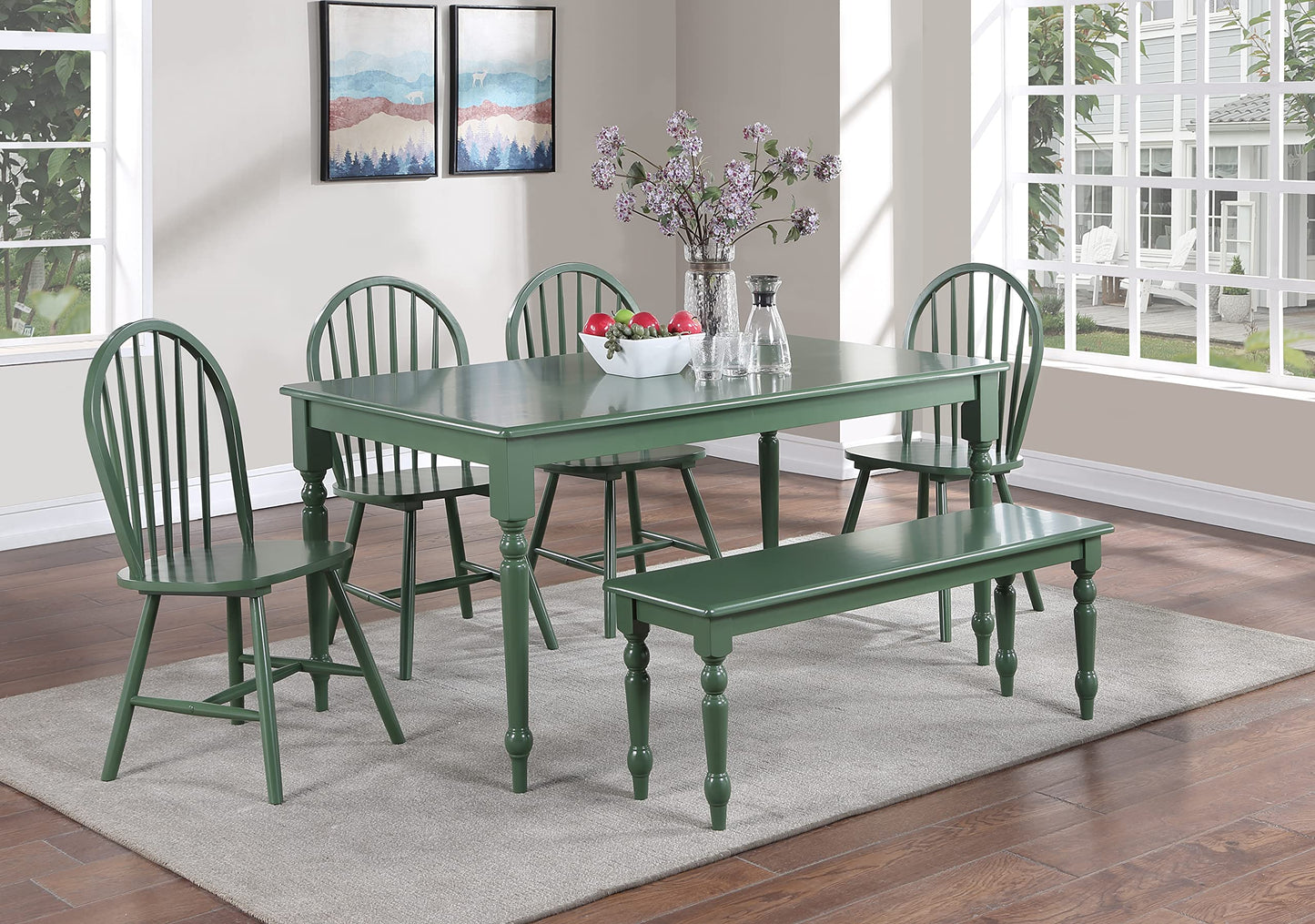 Boraam Carolina 6-Piece Dining Set - Equestrian Green