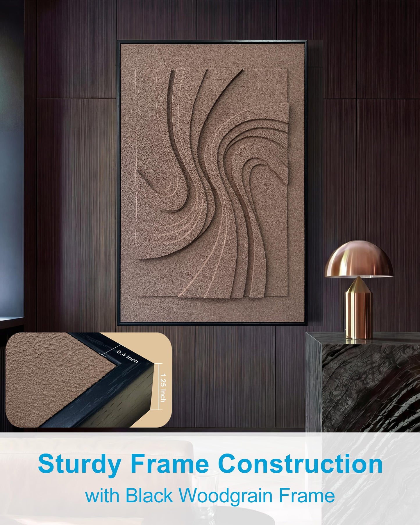 MIX3D Wall Art 3D Textured Sandstone, 24x36 Inch Framed Handcrafted Artwork, Ready to Hang for Living Room Bedroom Office