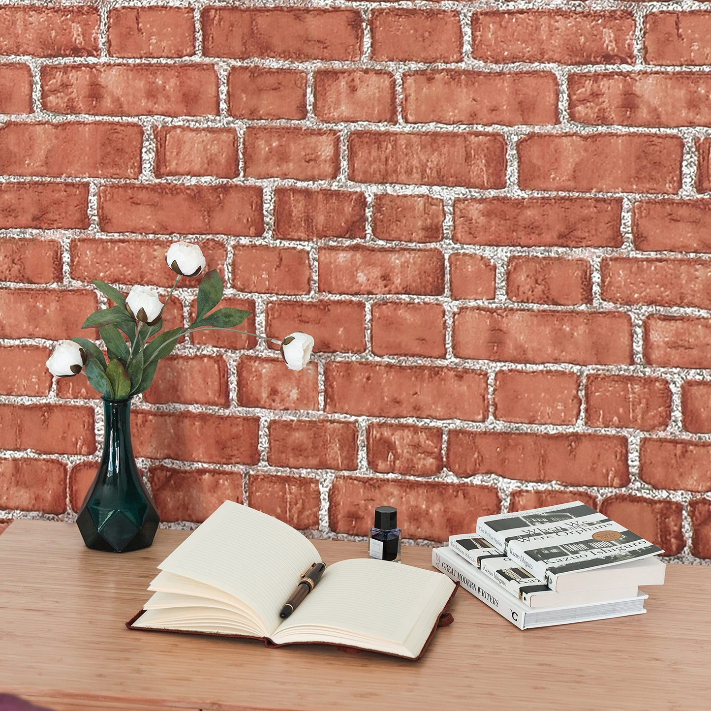 Naphite Red Brick Peel and Stick Wallpaper 3D Faux Brick Contact Paper for Cabinets/Drawers Self Adhesive Removable Wallpaper Wrapping Paper Backsplash Fireplace Kitchen Waterproof 17.7inW 78.7inL