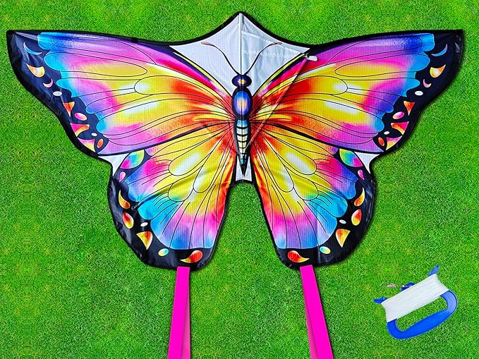 HONBO Butterfly Kites for Kids & Adults,55" x 28" Large Beginner Kite for Kids Ages 4-8,Easy to Fly for Beginners, Each Kite with 300ft Line Handle,Beach Kites for Outdoor Activities & Family Trip